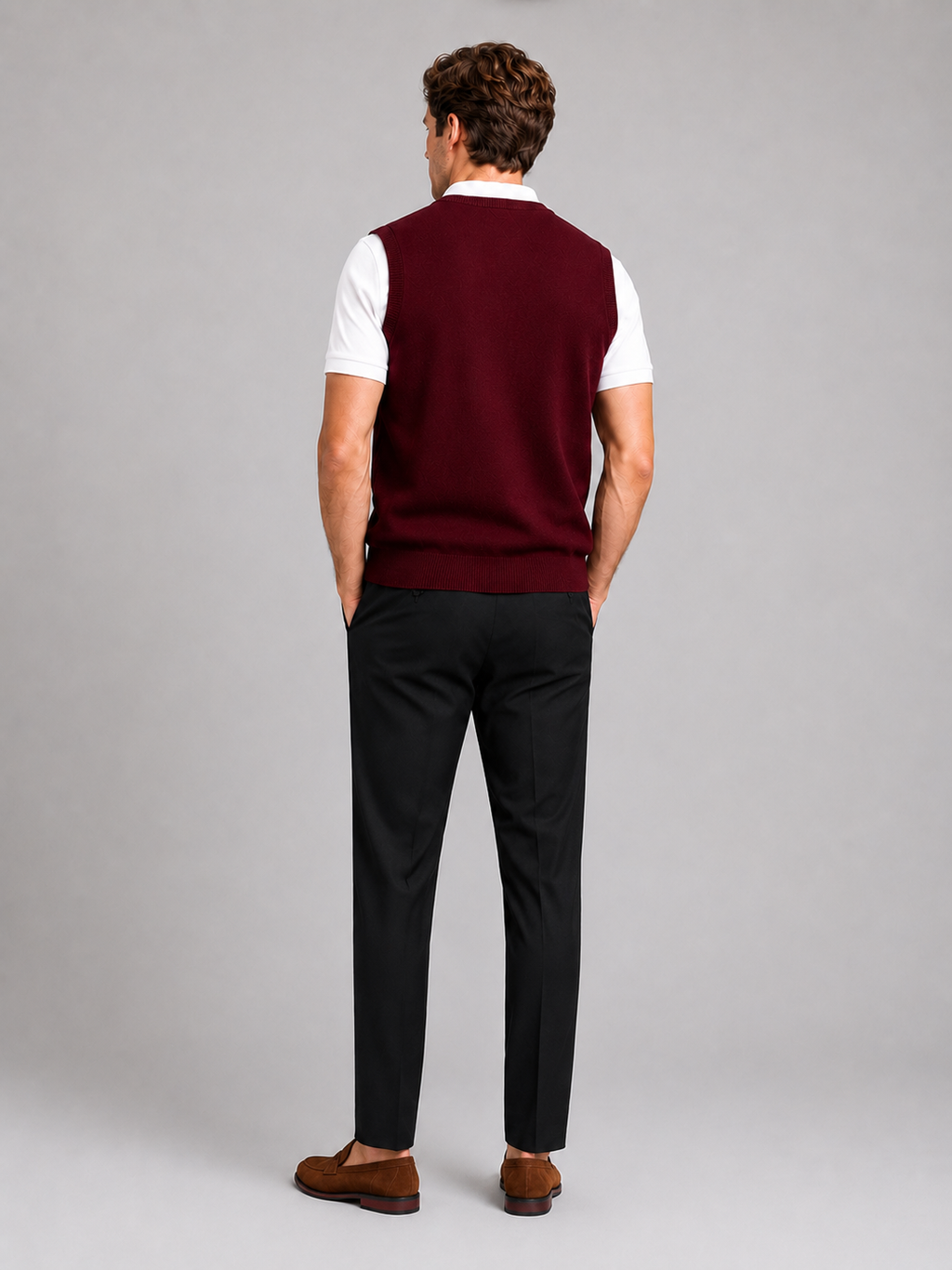 Sleeveless Sweater Men's in Wine