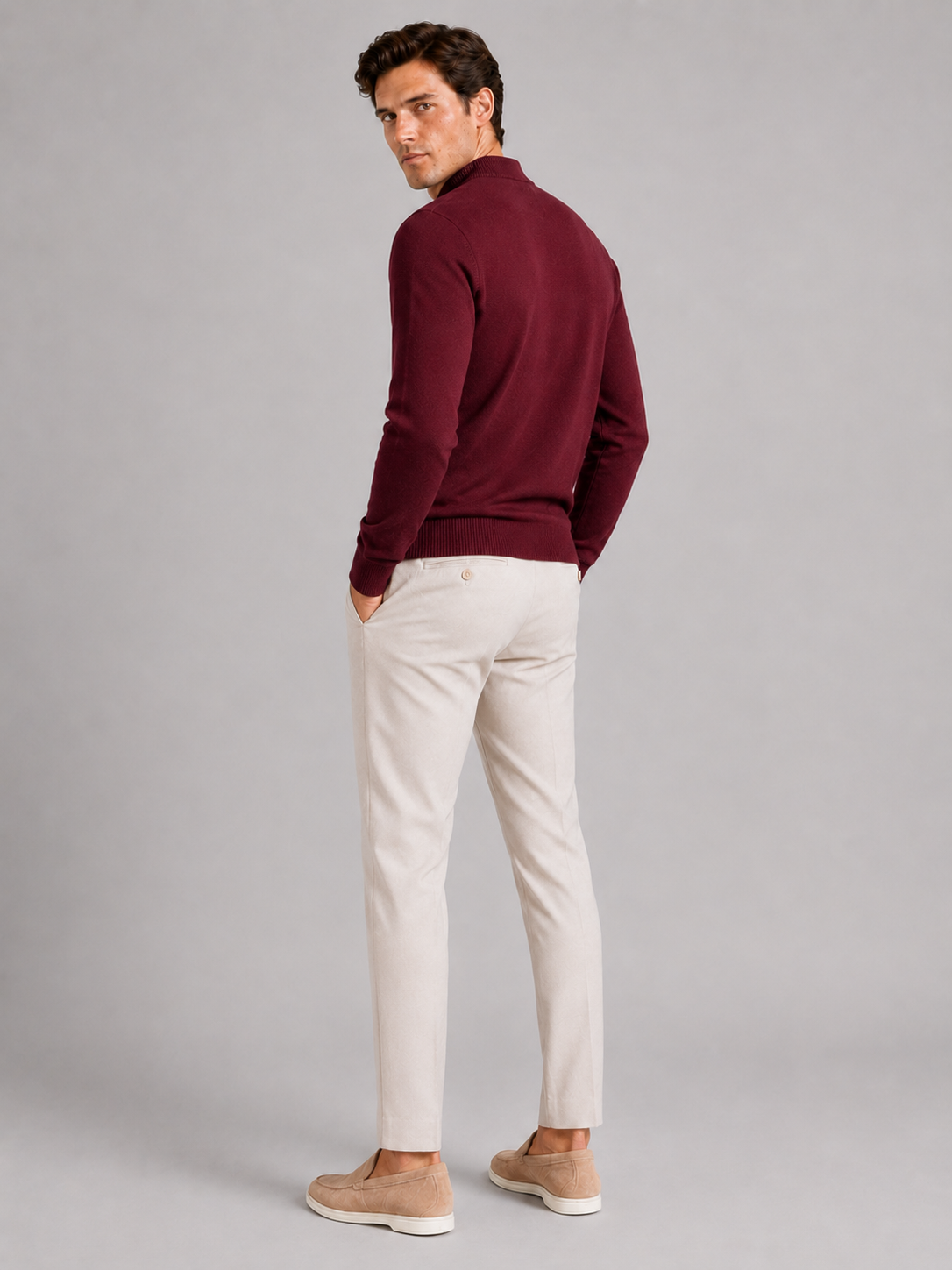 Mock Neck Pullover in Wine