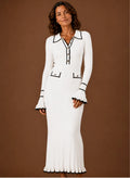 Sweater Dress for Women - Ribbed Knit Maxi Collared | Nero & Luya