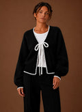 Scalloped Trim Cardigan for Women - Bow Front | Nero & Luya