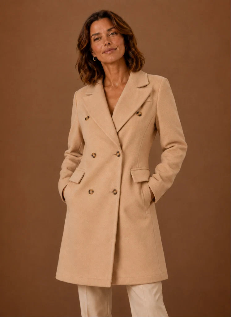 Women’s Double Breasted Coat – Long Tailored Winter Coat | Nero & Luya