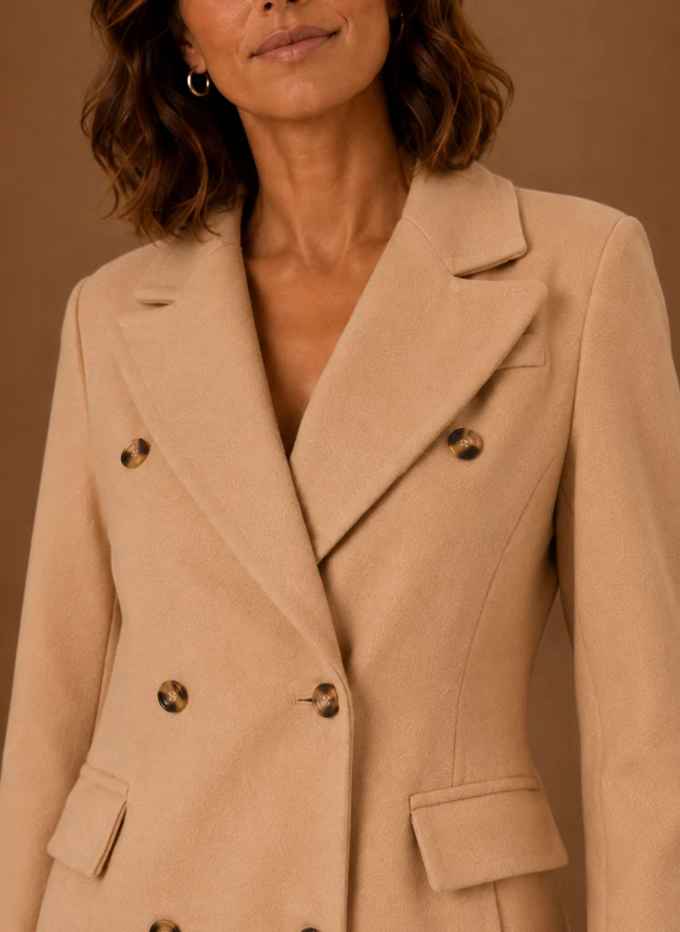 Women’s Double Breasted Coat – Long Tailored Winter Coat | Nero & Luya