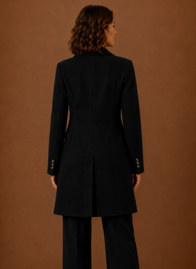 Women’s Double Breasted Coat – Long Tailored Winter Coat | Nero & Luya