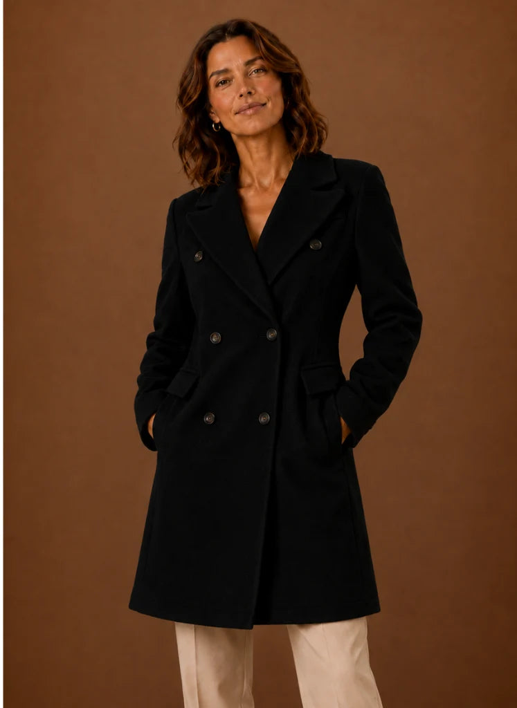 Women’s Double Breasted Coat – Long Tailored Winter Coat | Nero & Luya