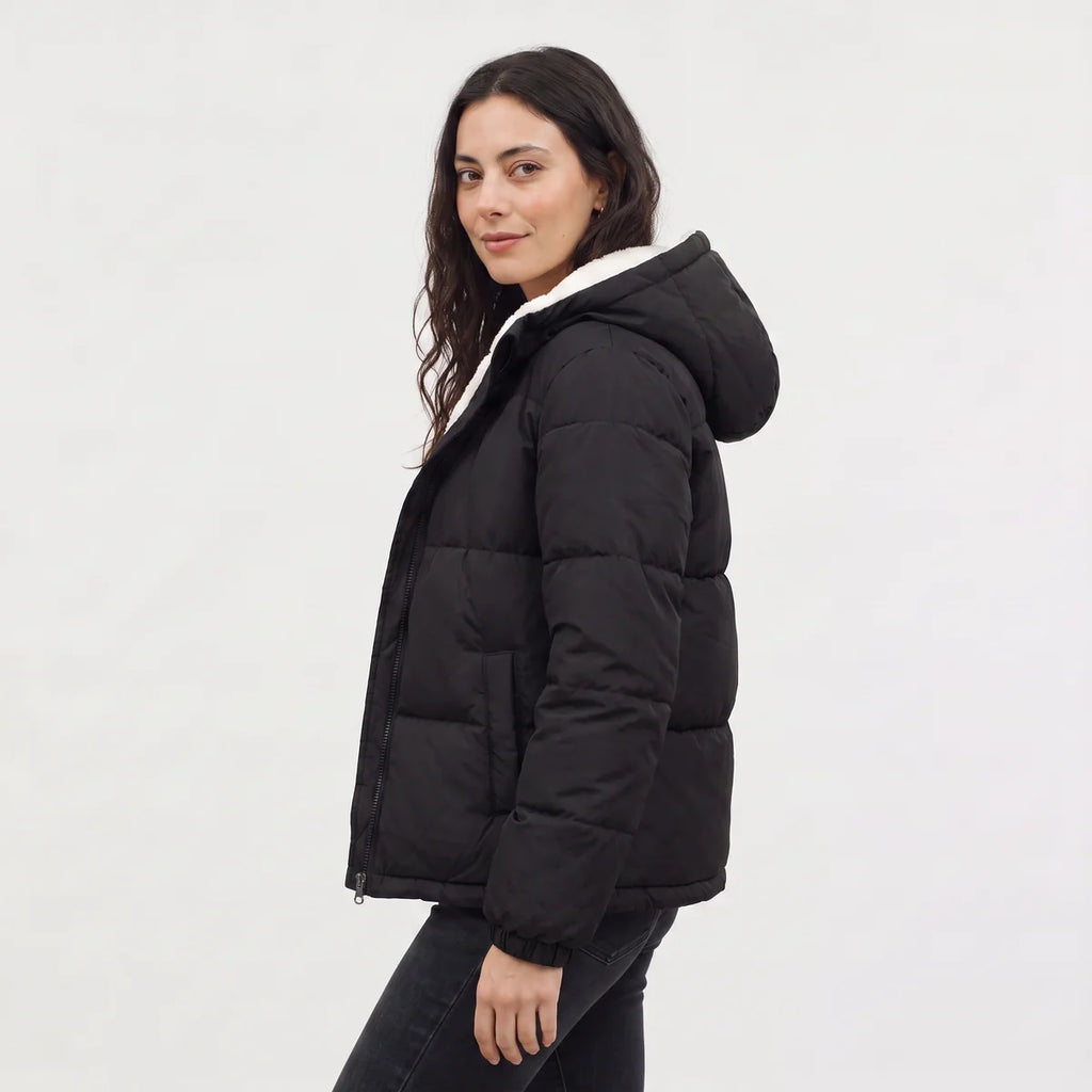 Women's Hooded Puffer Jacket – Sherpa-Lined Quilted Winter Jacket | Nero & Luya